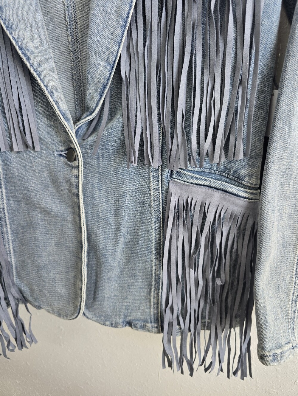 Rock & Roll Denim Fringe Western Denim Blazer Jacket NWT Medium - Picture 7 of 10